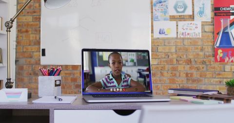 Young Student in Virtual Classroom on Laptop - Download Free Stock Images Pikwizard.com