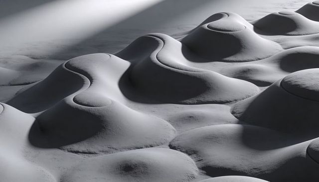 Monochrome Sculptural Mounds Creating Smooth Undulating Waves of Light and Shadow