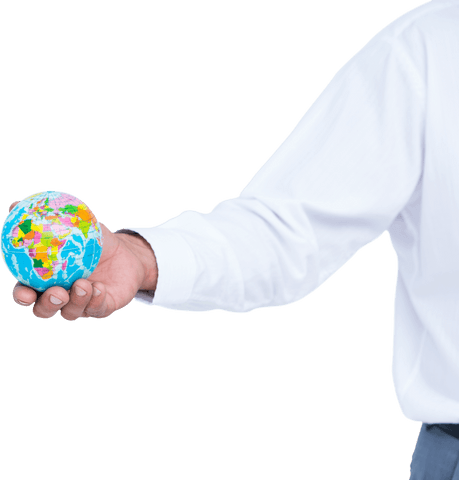 businessman in white sleeve holding transparent mini globe - Download Free Stock Videos Pikwizard.com