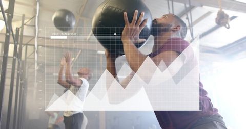 Dynamic Gym Workout with Data Graphic Overlay