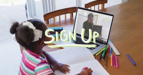 Child Engaging in Interactive Online Learning Session