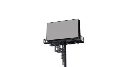 Large modern billboard with copy space on transparent background