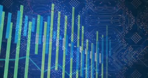 Digital Bar Graphs on Circuit Board - Data Analysis Visualization