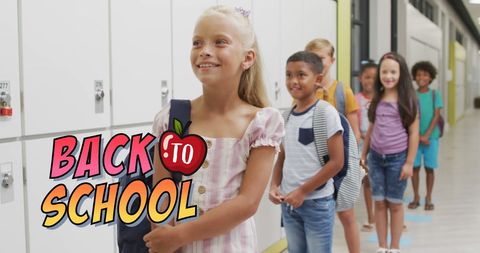 Joyful Children in School Hallway for Back to School Season - Download Free Stock Images Pikwizard.com