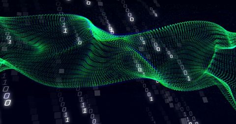 Abstract Binary Data Flow with Green Grid Structure on Black Background - Download Free Stock Images Pikwizard.com