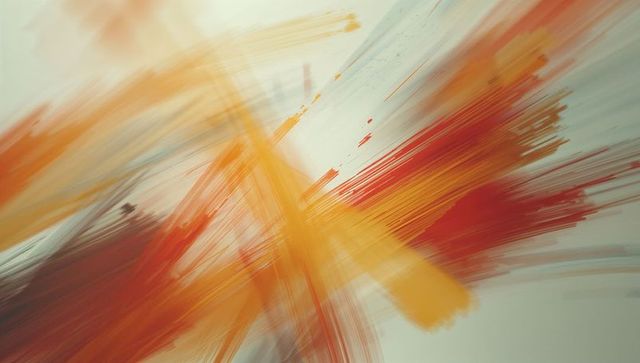 Dynamic brush strokes in orange and red hues on canvas