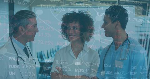 Healthcare Professionals Analyzing Data with Futuristic Interface