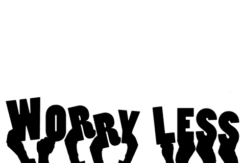 Hands Holding Worry Less Text on Transparent Background