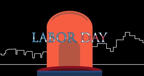 Labor day celebration concept with city skyline and alarm light