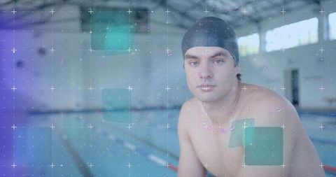 Focused Swimmer in Pool Training for Competition