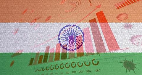 Indian Flag with COVID-19 Statistics and Graph Elements - Download Free Stock Images Pikwizard.com