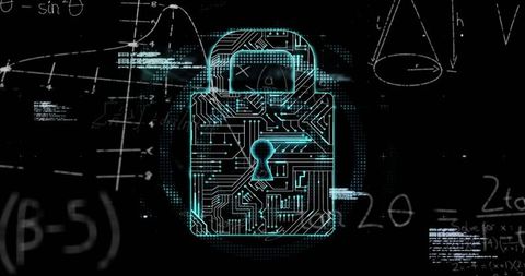 Glowing Circuit Padlock Representing Digital Security and Encryption