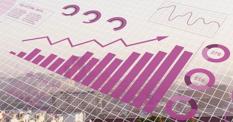 Abstract Data Visualization Over Urban Landscape