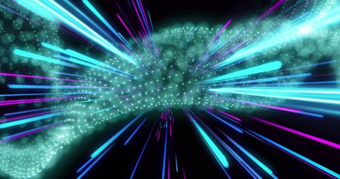 Futuristic neon light trails illustrating global data connections