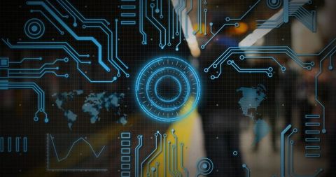 digital interface concept with scanning and network graphics - Download Free Stock Images Pikwizard.com
