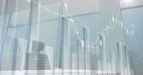 Financial Data Analysis Overlay on Modern Office Scene