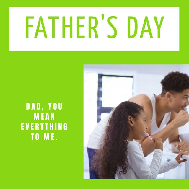 This image is perfect for a Father's Day card that conveys love and appreciation. Suitable for festive banners, social media posts, and websites celebrating Father's Day. Great for promoting family always together and the importance of parental love and guides.