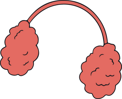 Pink fuzzy earmuffs isolated on transparent background