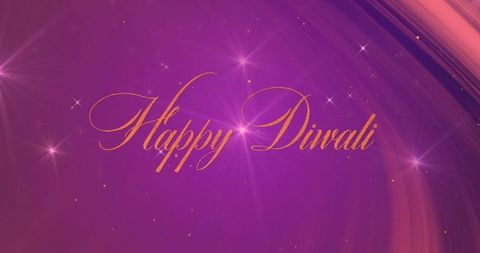 Elegant Happy Diwali Text on Purple Starry Background