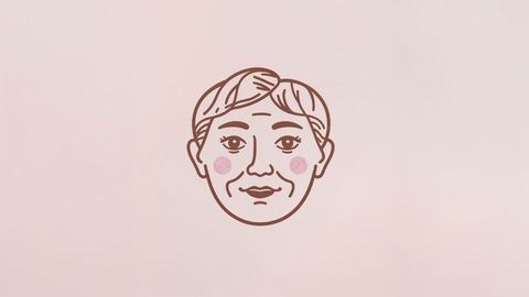 Minimalist old people portrait illustration on beige