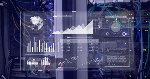 Digital Interface with Data Visualization on Server Rack - Download Free Stock Images Pikwizard.com