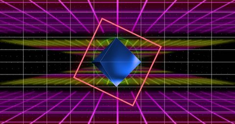 abstract neon shapes and connections in digital grid - Download Free Stock Images Pikwizard.com
