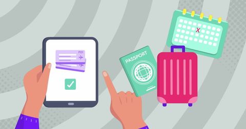 Digital Travel Planning Illustration with Tablet and Icons - Download Free Stock Images Pikwizard.com
