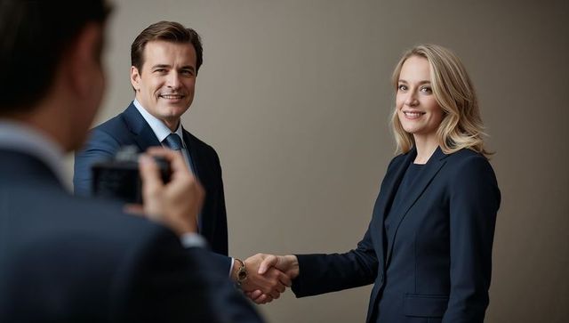 Professional handshake during business agreement documentation