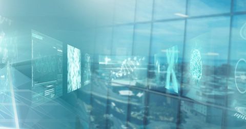 Digital Medical Data Processing Over Cityscape - Download Free Stock Images Pikwizard.com