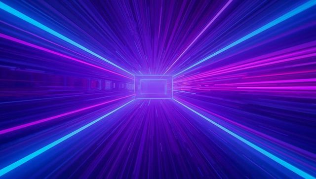 Futuristic neon tunnel with glowing portal