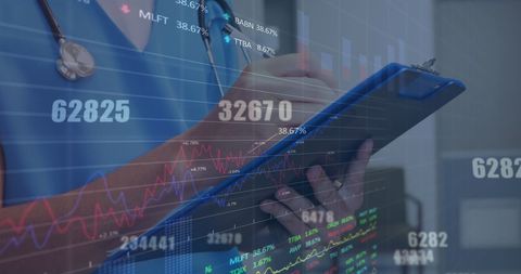 Doctor Analyzing Financial Data for Healthcare Impact