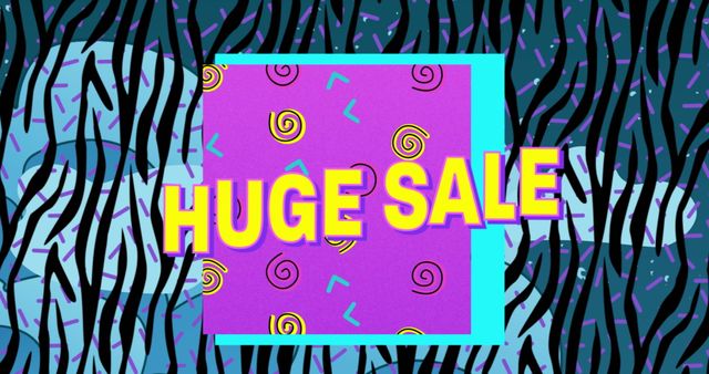 Retro Huge Sale Banner with Vibrant Zebra Print Background - Download Free Stock Images Pikwizard.com