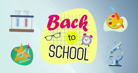 Vibrant back to school with educational icons