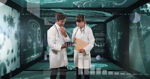 Future of Medicine: Doctors Analyzing Data with High-Tech Interface - Download Free Stock Images Pikwizard.com