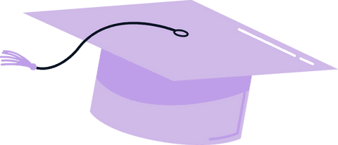 Flat Design Lavender Graduation Cap on Transparent Background