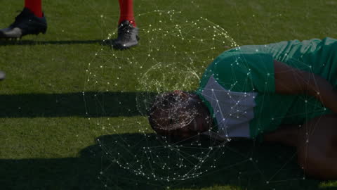Conceptual Digital Connection Overlay on Football Player