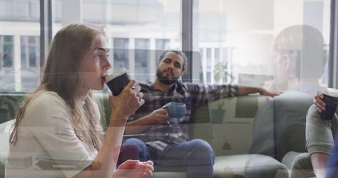 Office Lounge Relaxation During Coffee Break