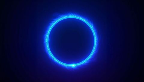 Pulsing Electric Blue Neon Ring with Radiant Filaments and Futuristic Portal Glow