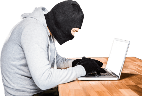 transparent hacker in mask typing on laptop white background - Download Free Stock Videos Pikwizard.com