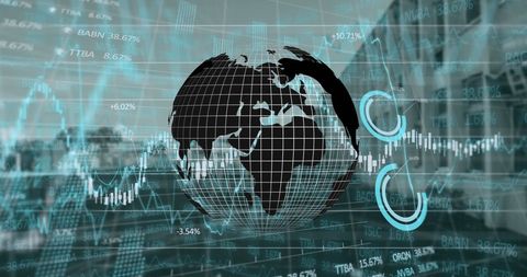 Virtual Reality Globe with Financial and Health Data Overlay - Download Free Stock Images Pikwizard.com