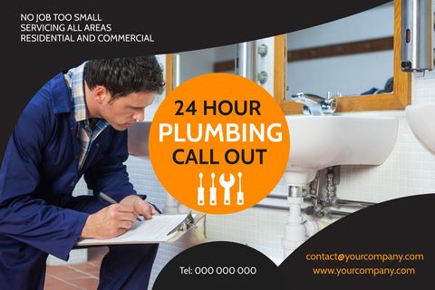 Professional 24 Hour Plumbing Service Advertisement - Download Free Stock Templates Pikwizard.com