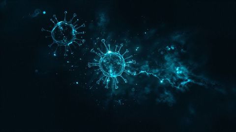 Futuristic viral structure in surreal deep blue environment