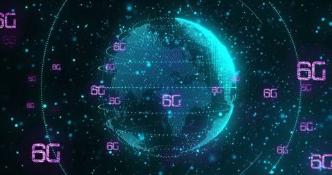 Futuristic Holographic Globe with 6G Connectivity Concept