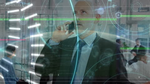 Businessman Using Phone with Digital Interface of 5G Technology