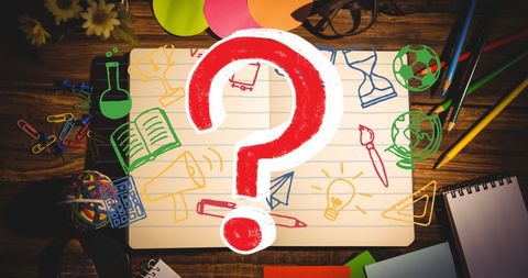 Question Mark with School Supplies on Wooden Desk - Download Free Stock Images Pikwizard.com