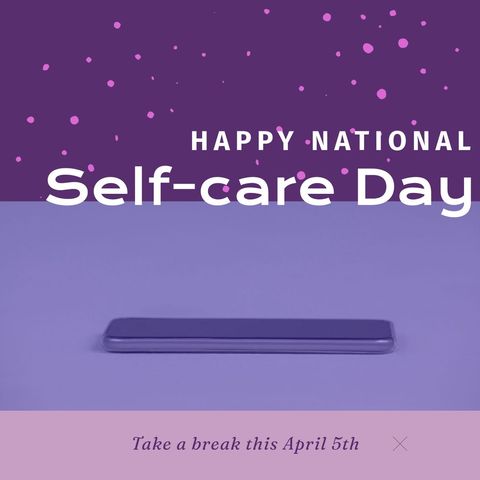 national self-care day smartphone reminder on purple background - Download Free Stock Templates Pikwizard.com