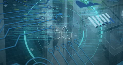5G Technology and Digital Network Animation Overlay