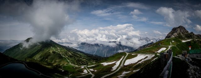 Panoramic Mountain Landscape With Clouds and Snow - Download Free Stock Photos Pikwizard.com