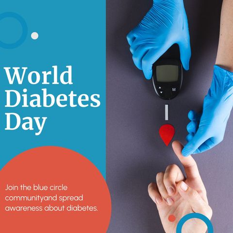 World Diabetes Day Message with Glucose Test Illustration - Download Free Stock Templates Pikwizard.com