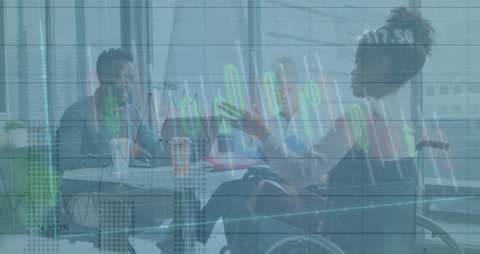 Modern Business Meeting with Futuristic Data Overlays